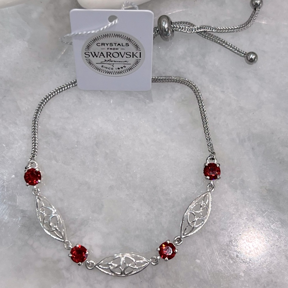 SWAROVSKI Scarlet Crystal Sterling Silver BOLO Bracelet
